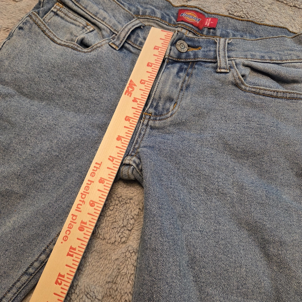 Dickies Cropped Jeans Womens 7 Blue Denim Cotton Med. Wash Denim Cuffed Hem - Picture 7 of 13